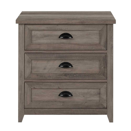 Odette 25" 3 Drawer cup handle Framed Nightstand - Gray Wash