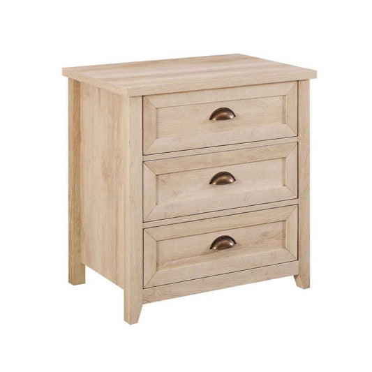 Odette 25" 3 Drawer cup handle Framed Nightstand - White Oak