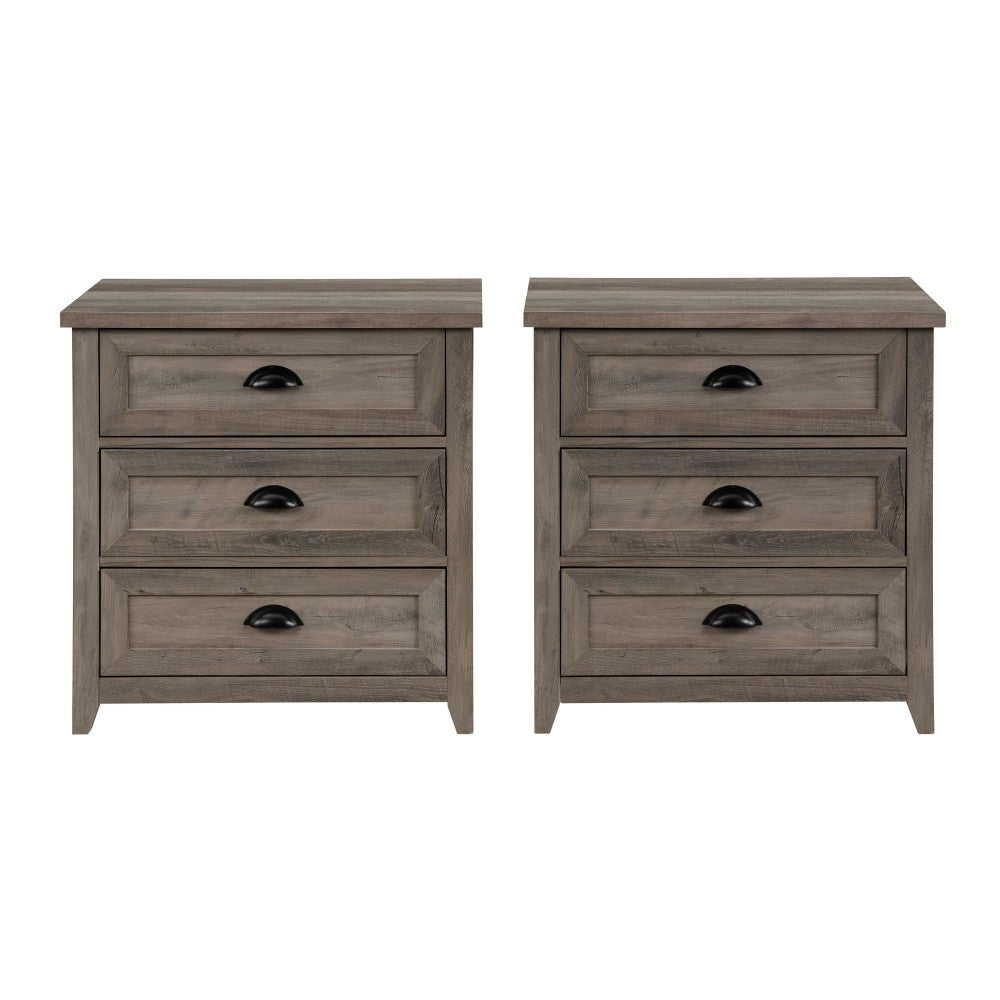 Odette 3 Drawer Framed Nightstand Set - Gray Wash