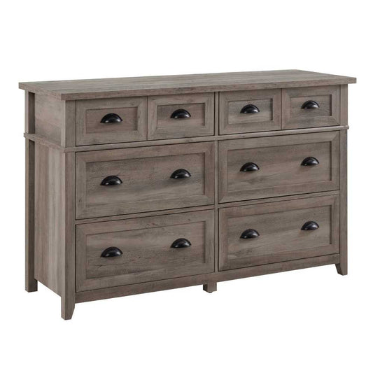 Odette 52" 6 Drawer Cup Handle Framed Dresser - Gray Wash