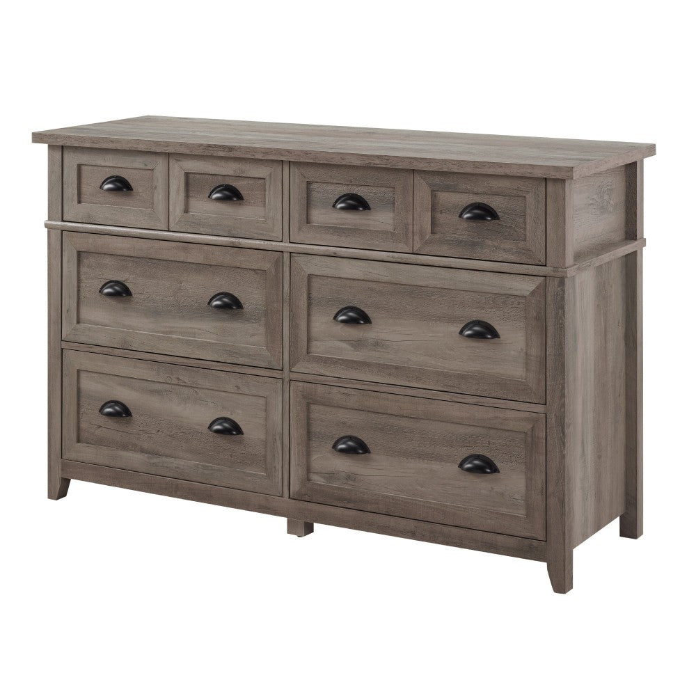 Odette 52" 6 Drawer Cup Handle Framed Dresser - Gray Wash