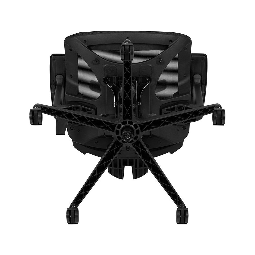 Office Chair with Synchro-Tilt, Pivot Adjustable Headrest, Lumbar Support, Coat Hanger & Adjustable Arms-Blue/Black