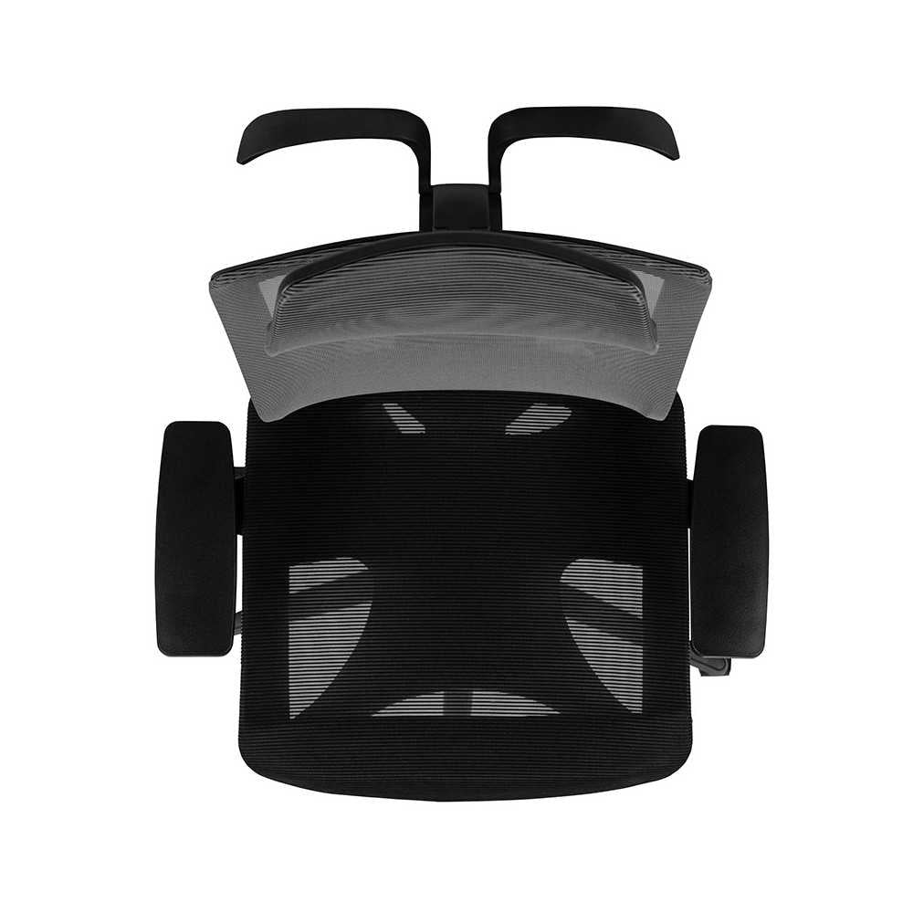 Office Chair with Synchro-Tilt, Pivot Adjustable Headrest, Lumbar Support, Coat Hanger & Adjustable Arms-Gray/Black