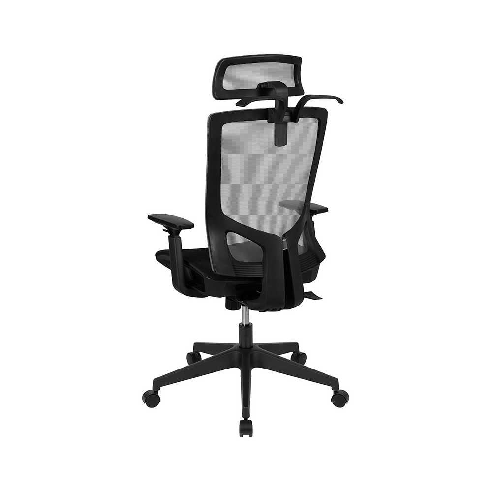 Office Chair with Synchro-Tilt, Pivot Adjustable Headrest, Lumbar Support, Coat Hanger & Adjustable Arms-Gray/Black