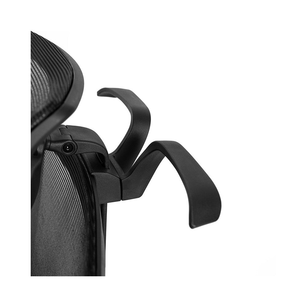 Office Chair with Synchro-Tilt, Pivot Adjustable Headrest, Lumbar Support, Coat Hanger and Adjustable Arms in Black