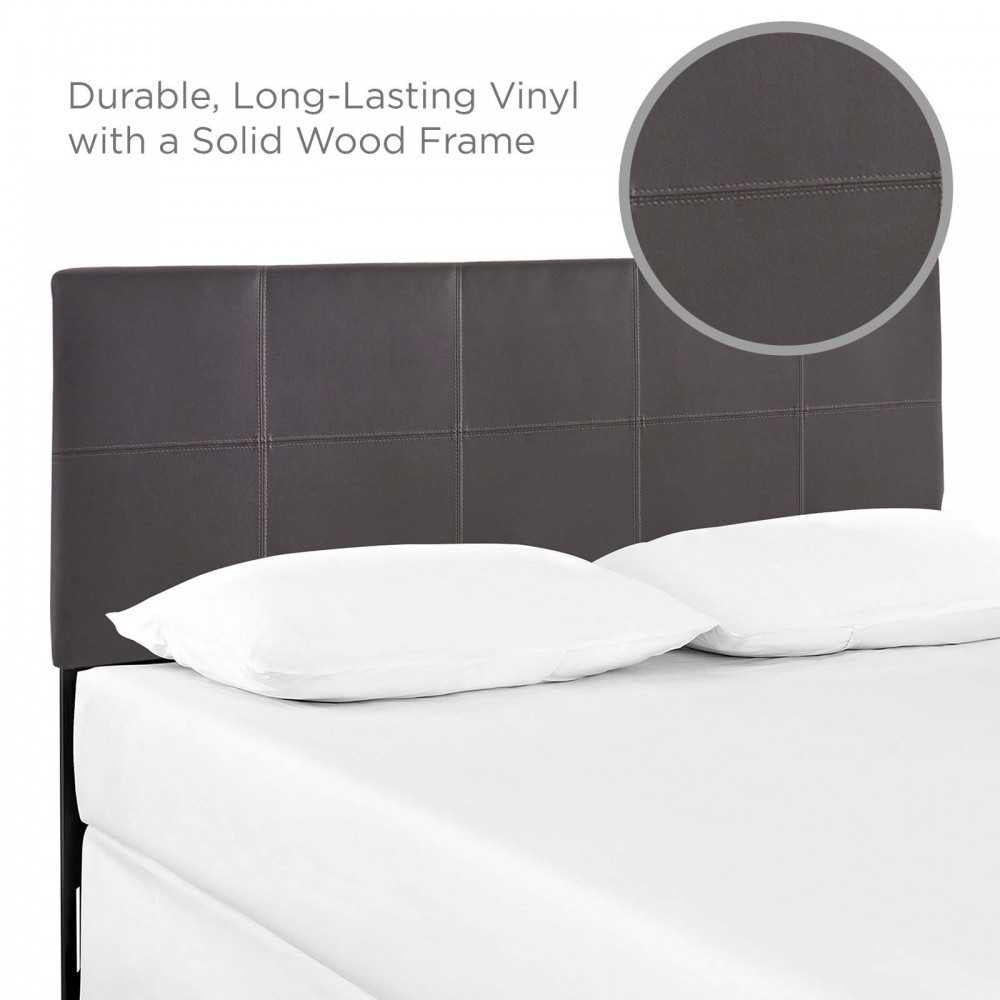 Oliver Queen Upholstered Vinyl Headboard, Brown