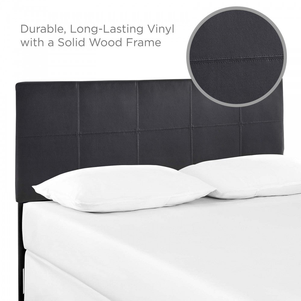 Oliver Queen Upholstered Vinyl Headboard, Black