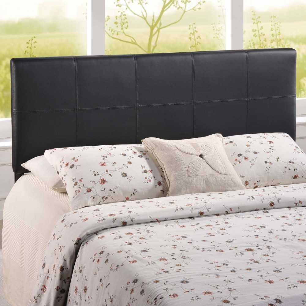 Oliver Queen Upholstered Vinyl Headboard, Black