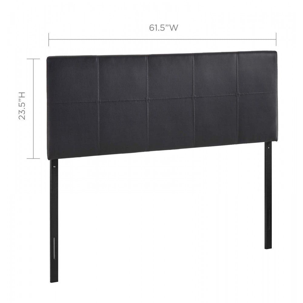 Oliver Queen Upholstered Vinyl Headboard, Black