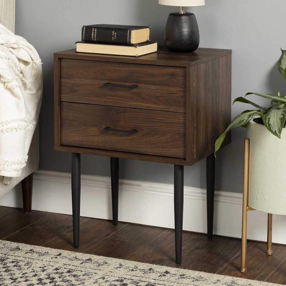 Olivia Modern Nightstand - Dark Walnut