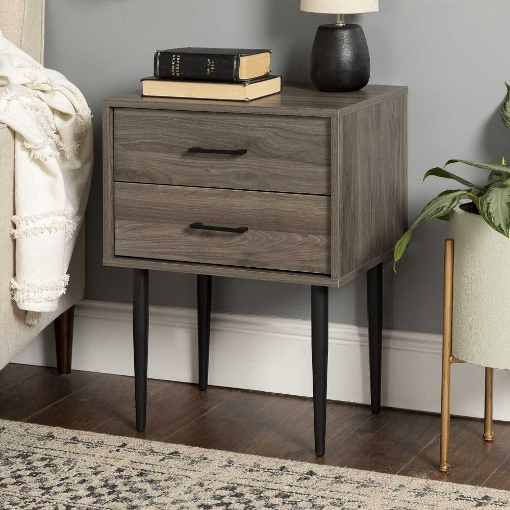 Olivia Modern Nightstand - Slate Gray