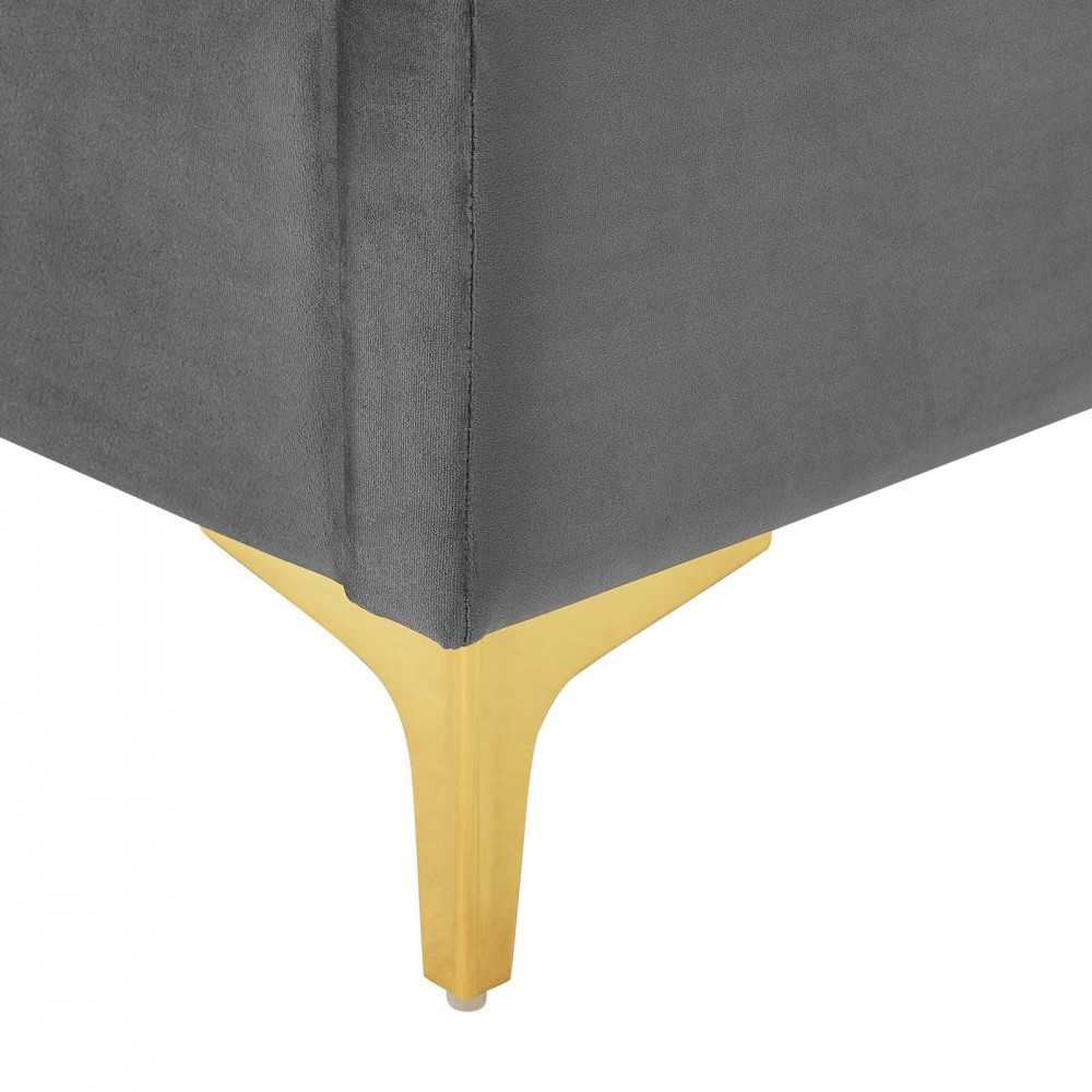 Olivia Queen Performance Velvet Platform Bed, Gray