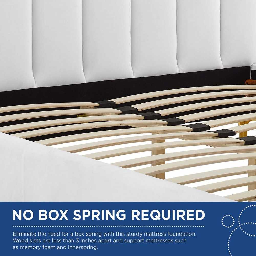 Olivia Queen Performance Velvet Platform Bed, White