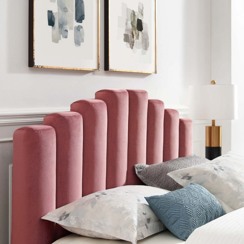 Olivia Queen Performance Velvet Platform Bed, Dusty Rose