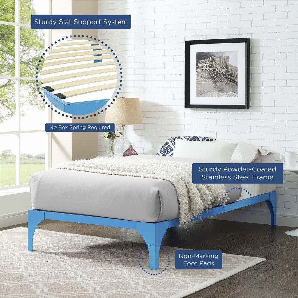 Ollie Twin Bed Frame, Light Blue