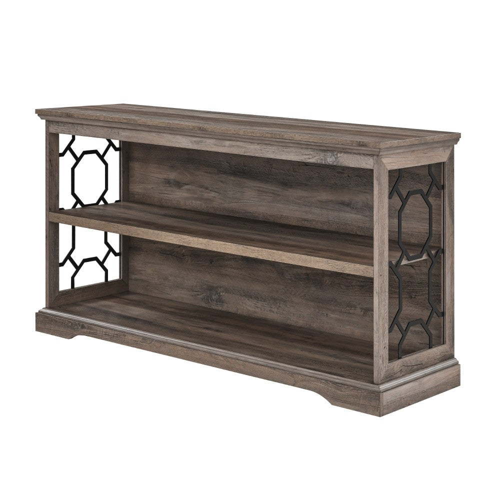 Ophelia 52" Lateral Bookshelf with Decorative Metal Sides - Gray Wash
