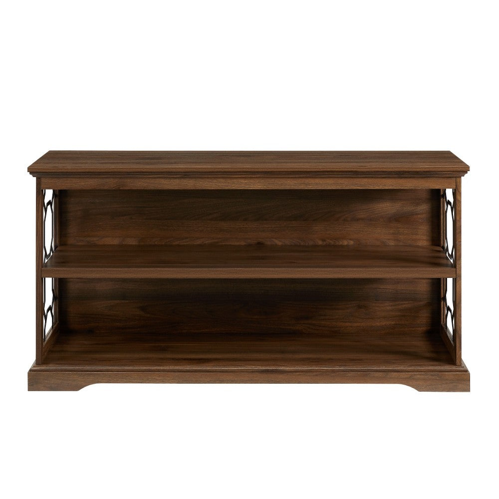 Ophelia 52" Lateral Bookshelf with Decorative Metal Sides - Dark Walnut