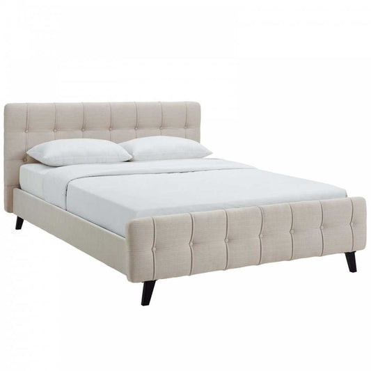 Ophelia Queen Fabric Bed, Beige