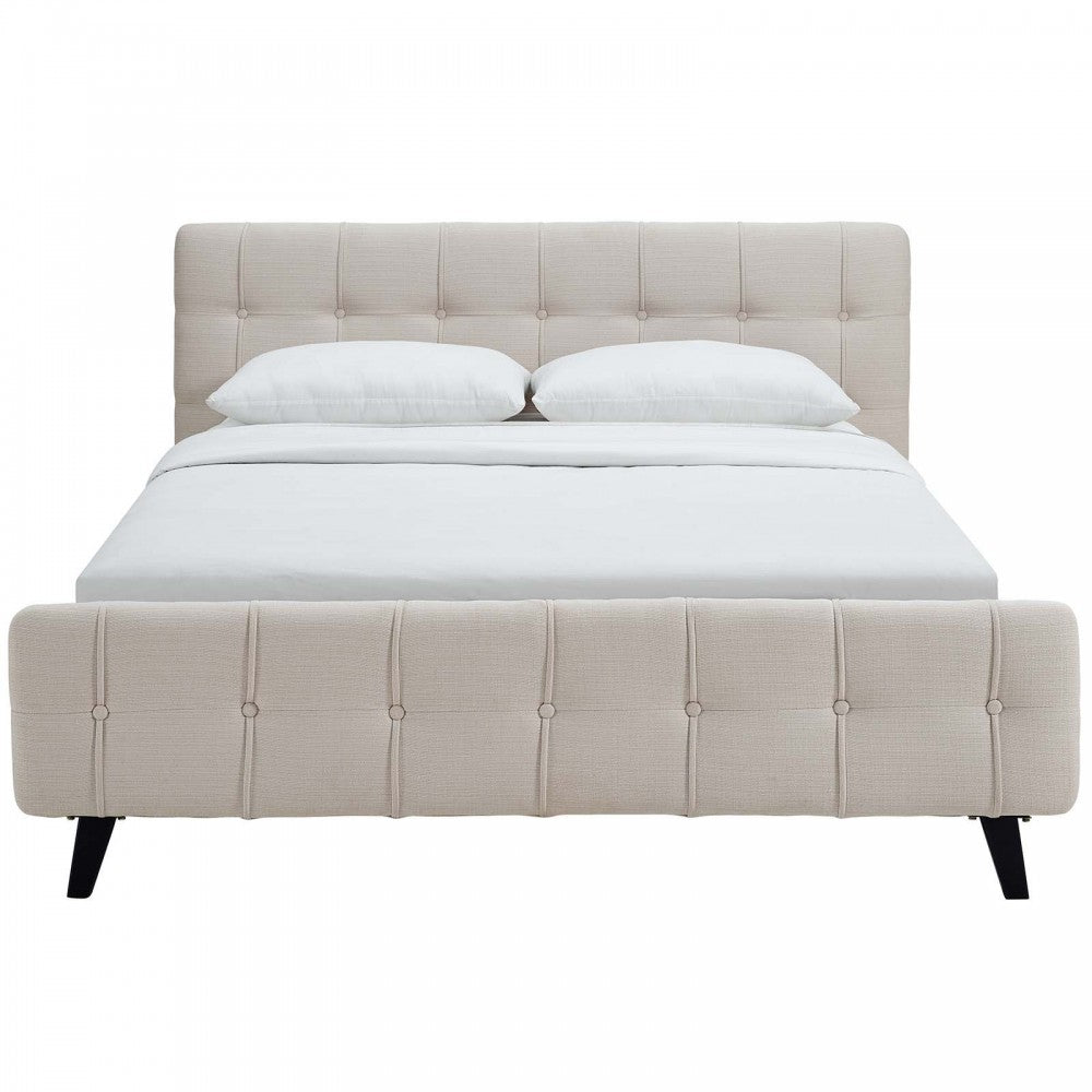 Ophelia Queen Fabric Bed, Beige