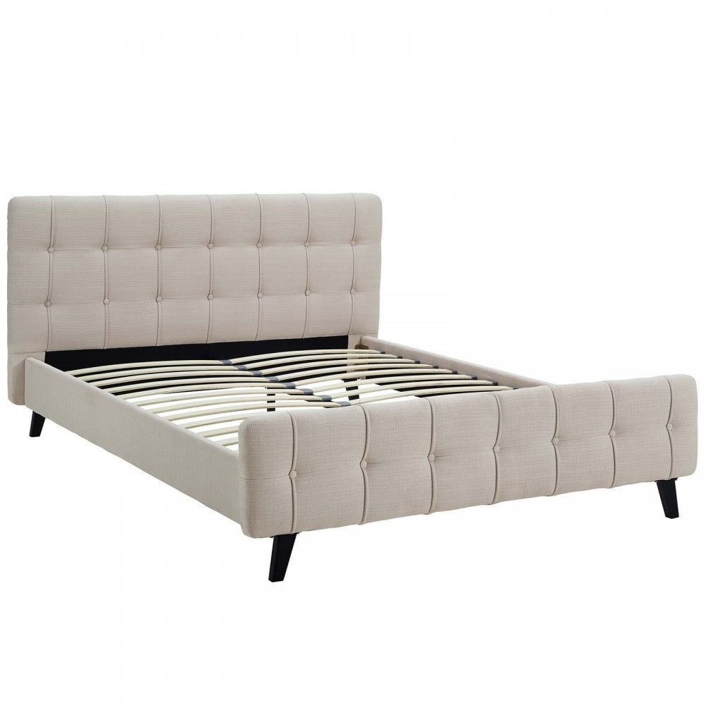 Ophelia Queen Fabric Bed, Beige