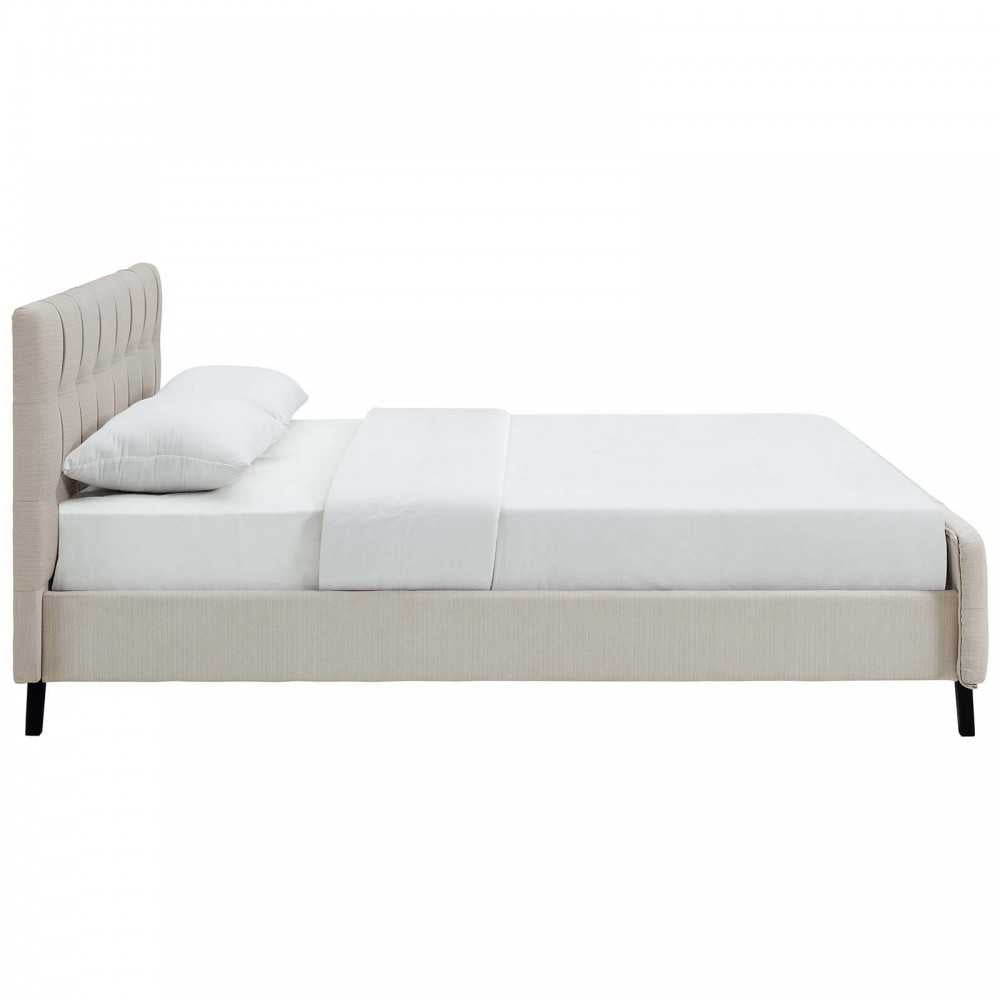 Ophelia Queen Fabric Bed, Beige