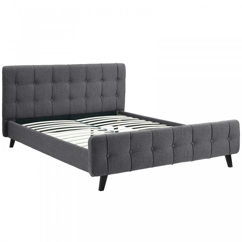 Ophelia Queen Fabric Bed, Gray