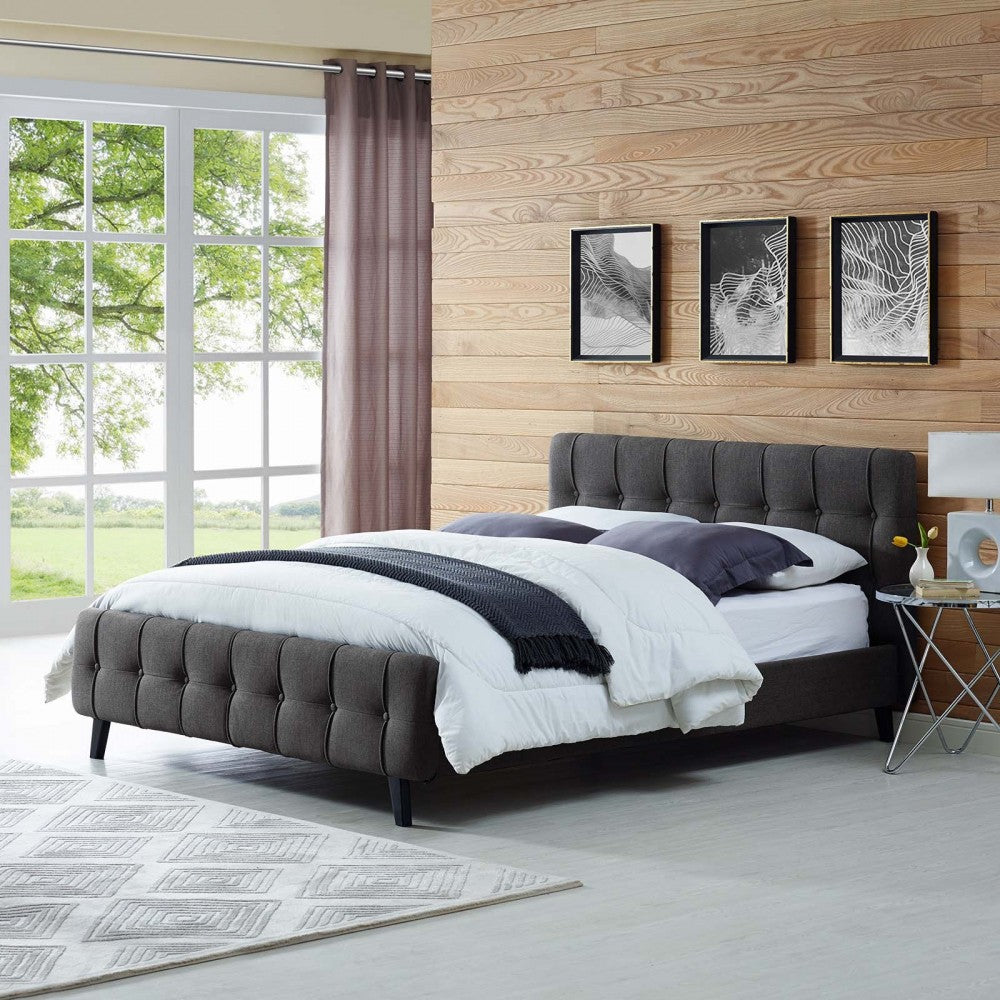 Ophelia Queen Fabric Bed, Gray