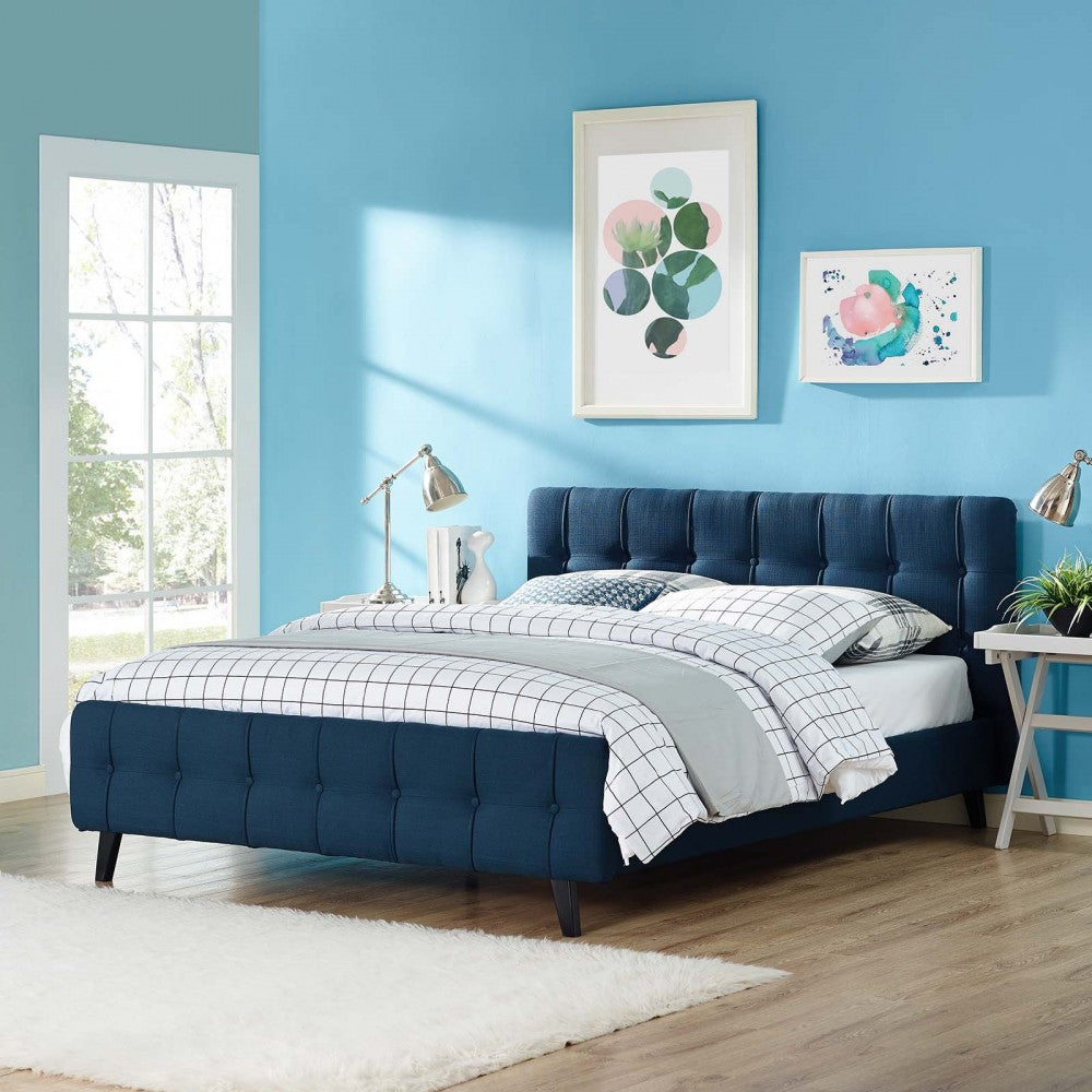 Ophelia Queen Fabric Bed, Azure