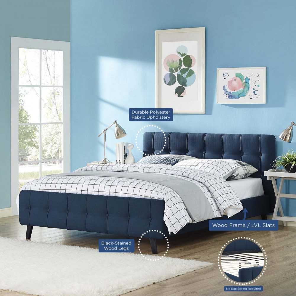 Ophelia Queen Fabric Bed, Azure