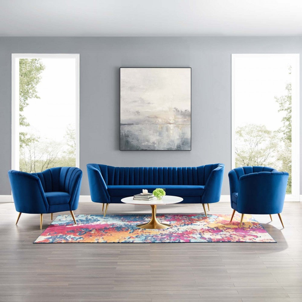 Opportunity 3 Piece Performance Velvet Set, Navy