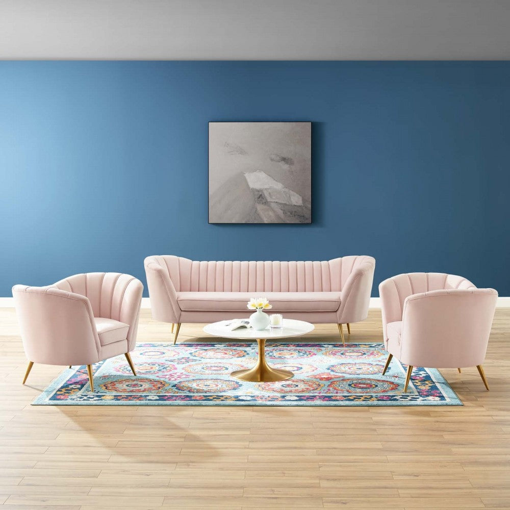 Opportunity 3 Piece Performance Velvet Set, Pink