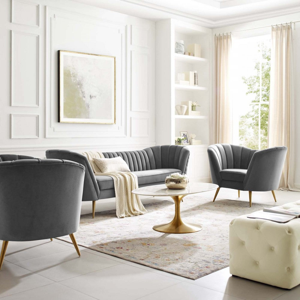 Opportunity 3 Piece Performance Velvet Set, Gray