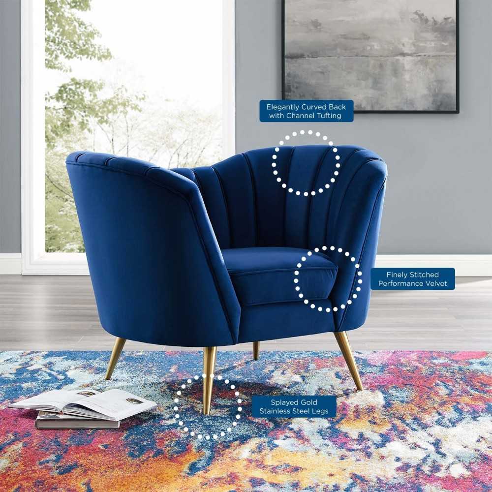 Opportunity Performance Velvet Armchair, Navy