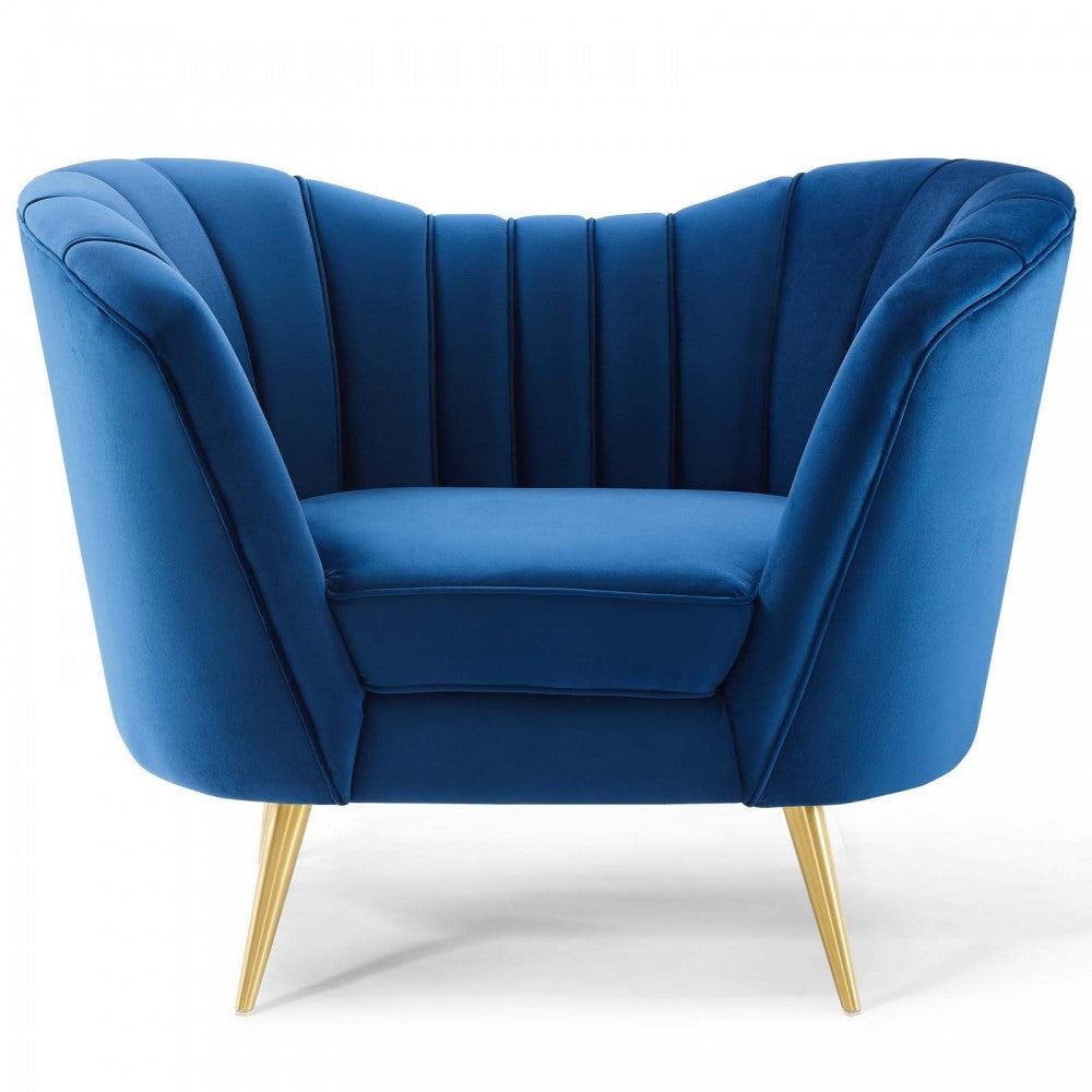 Opportunity Performance Velvet Armchair, Navy