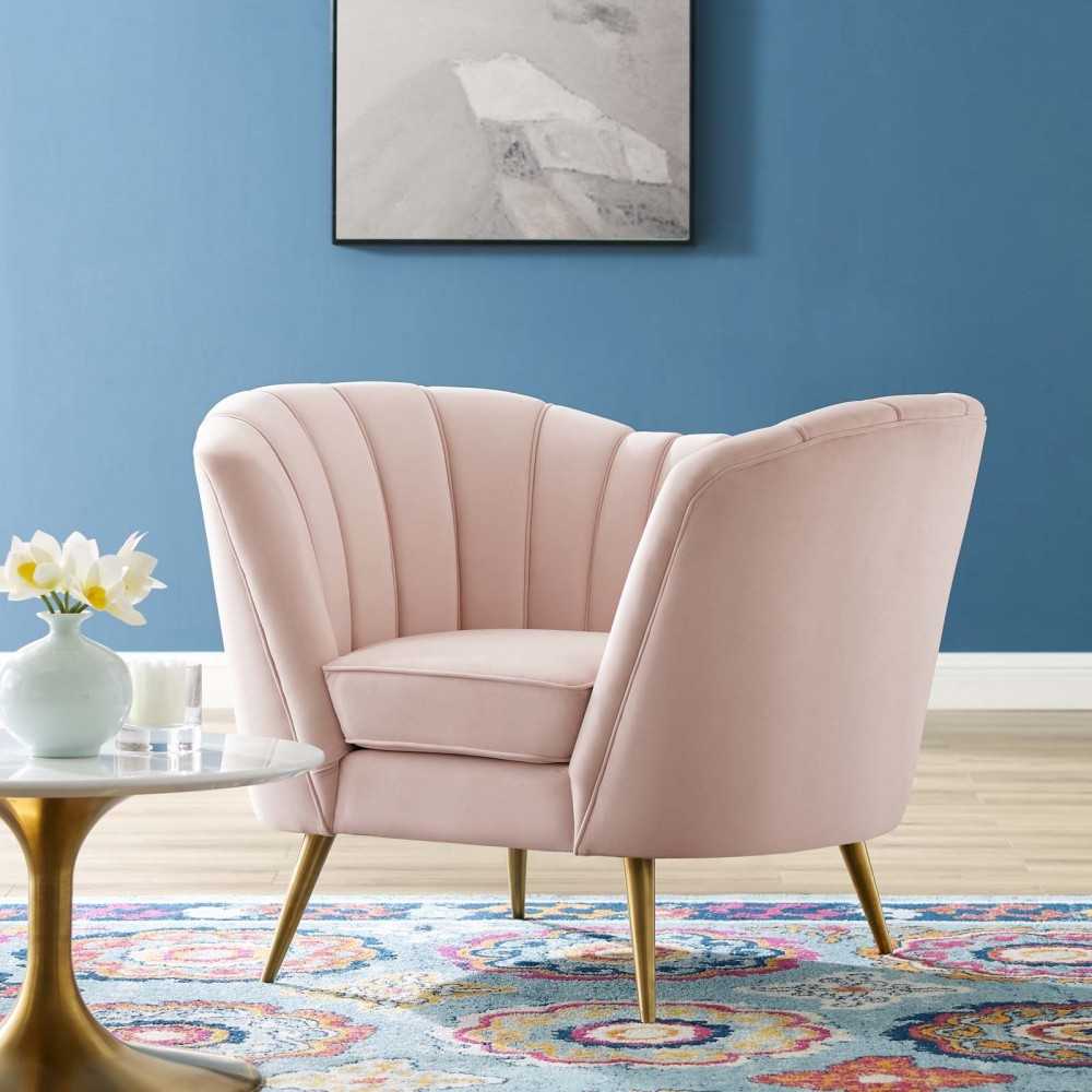 Opportunity Performance Velvet Armchair, Pink