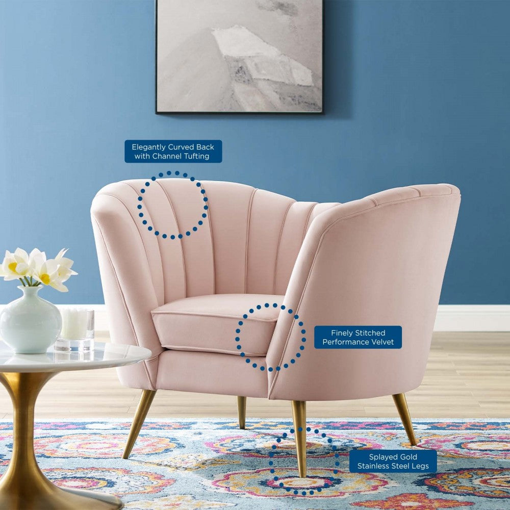 Opportunity Performance Velvet Armchair, Pink