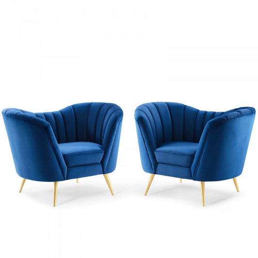 Opportunity Performance Velvet Armchair Set of 2, Navy