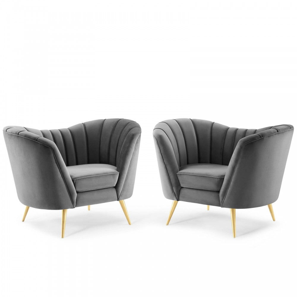 Opportunity Performance Velvet Armchair Set of 2, Gray