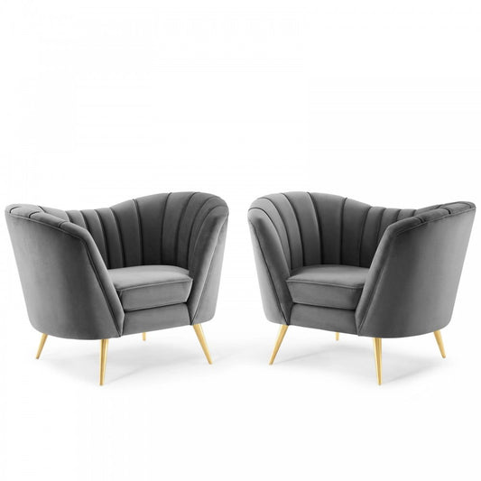 Opportunity Performance Velvet Armchair Set of 2, Gray