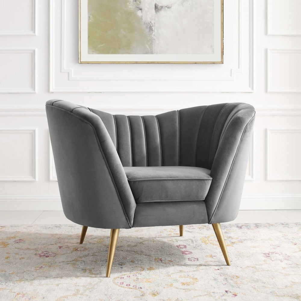 Opportunity Performance Velvet Armchair, Gray