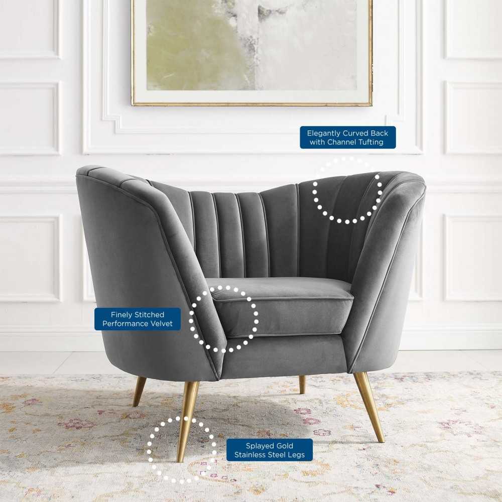Opportunity Performance Velvet Armchair, Gray