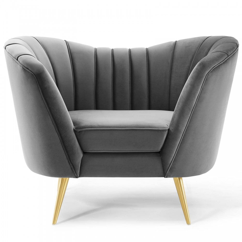 Opportunity Performance Velvet Armchair, Gray