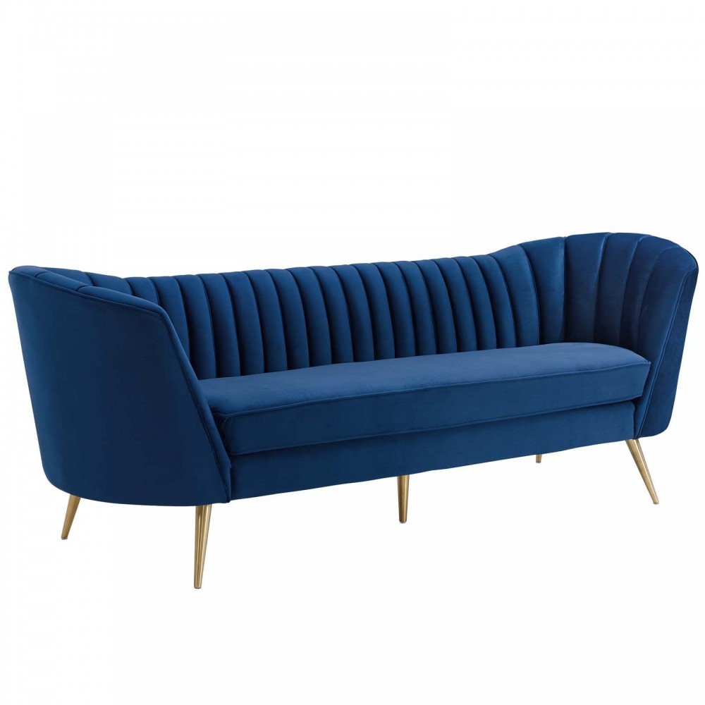 Opportunity Performance Velvet Sofa and Armchair Set, Navy