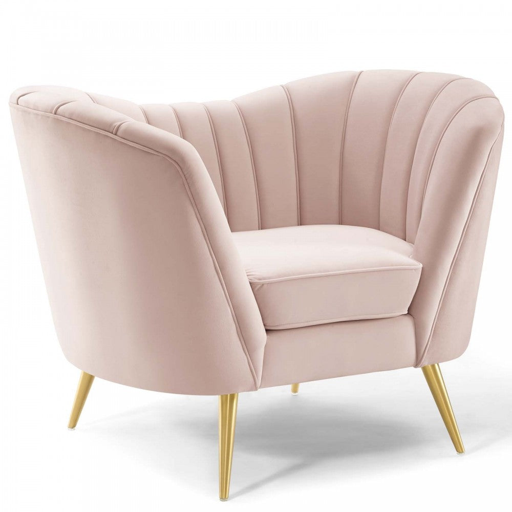 Opportunity Performance Velvet Sofa and Armchair Set, Pink