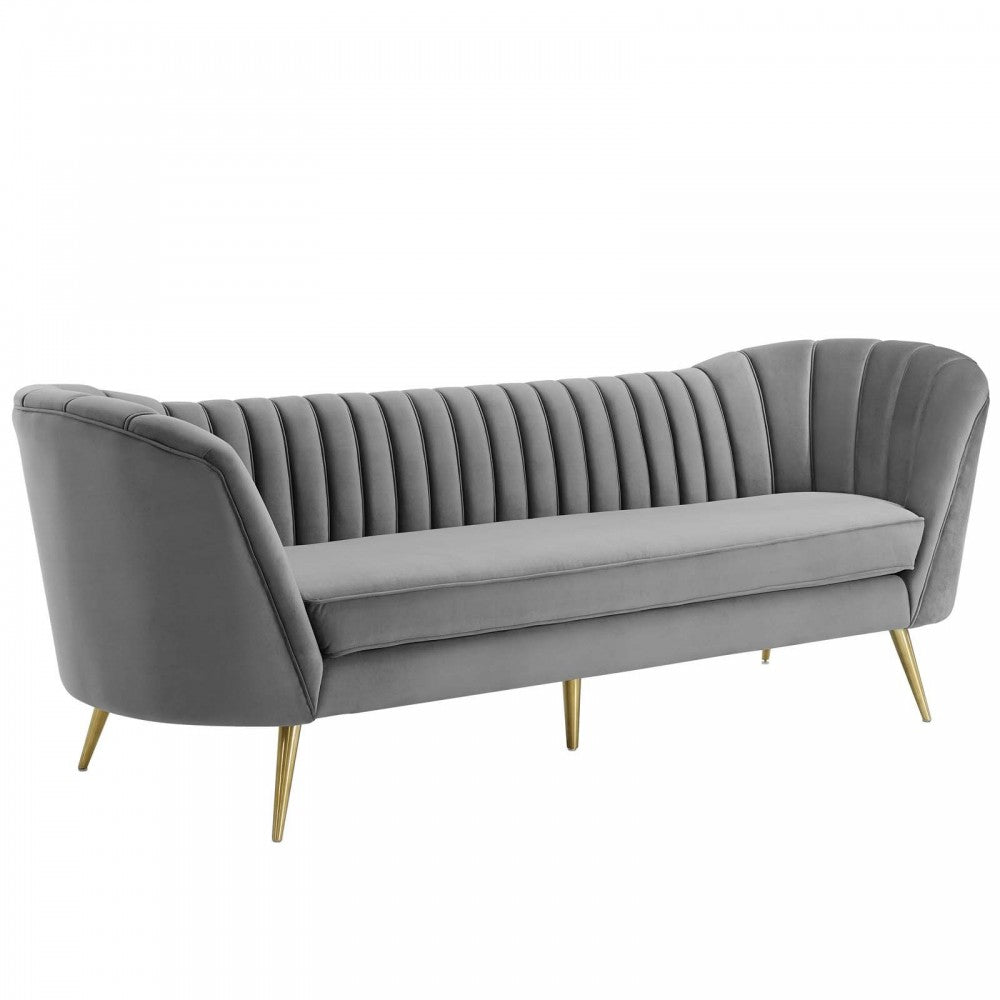 Opportunity Performance Velvet Sofa and Armchair Set, Gray