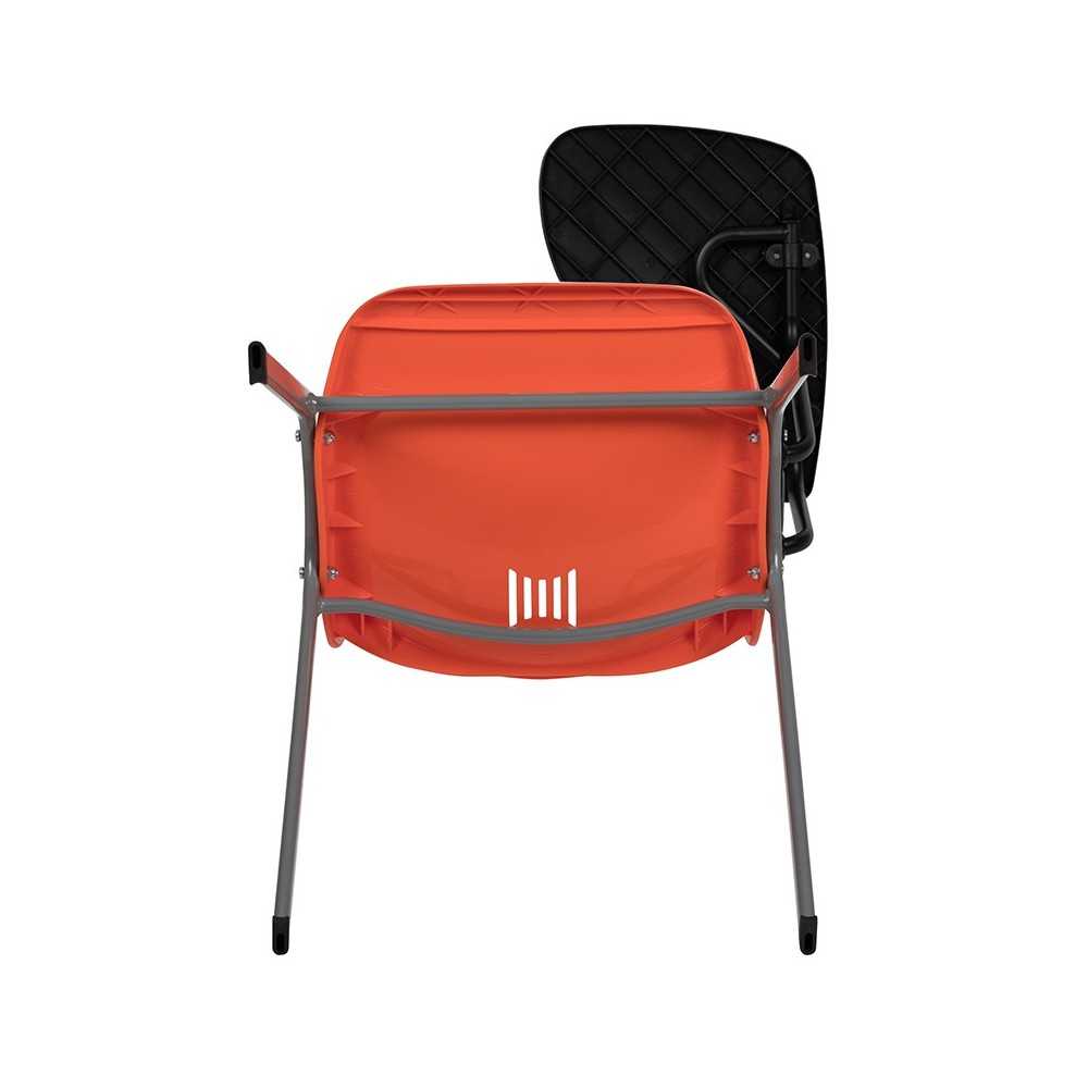Orange Ergonomic Shell Chair with Left Handed Flip-Up Tablet Arm