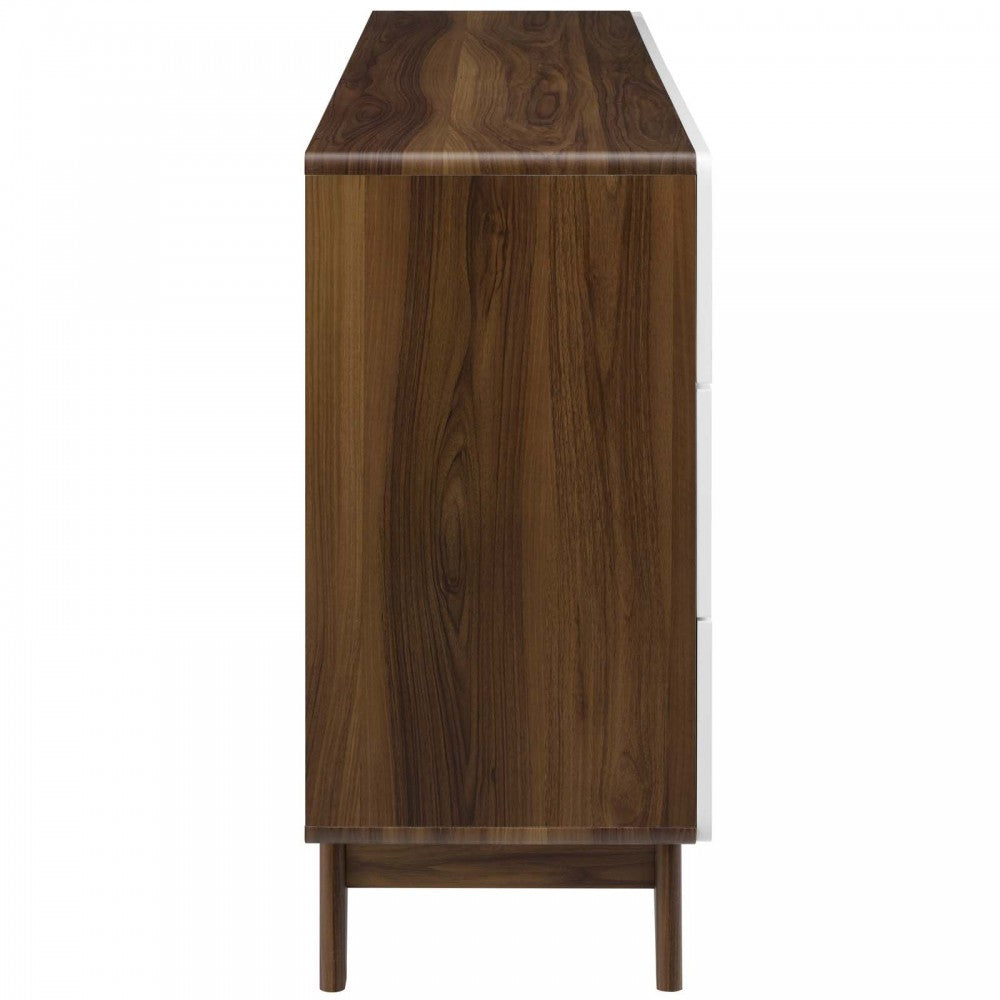 Origin Six-Drawer Wood Dresser or Display Stand, Walnut White