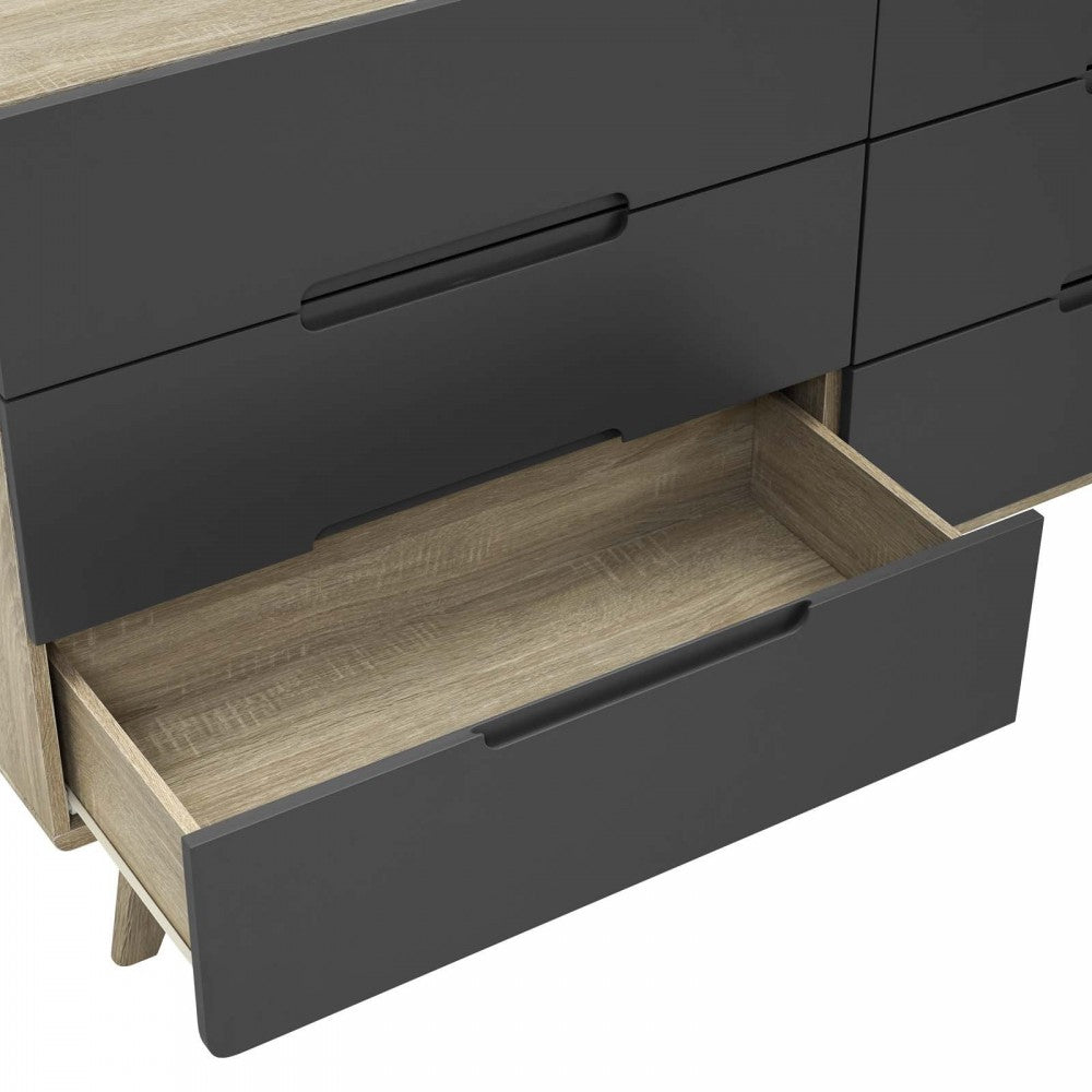 Origin Six-Drawer Wood Dresser or Display Stand, Natural Gray