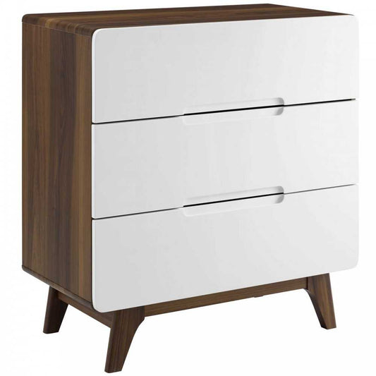 Origin Three-Drawer Chest or Stand, Walnut White