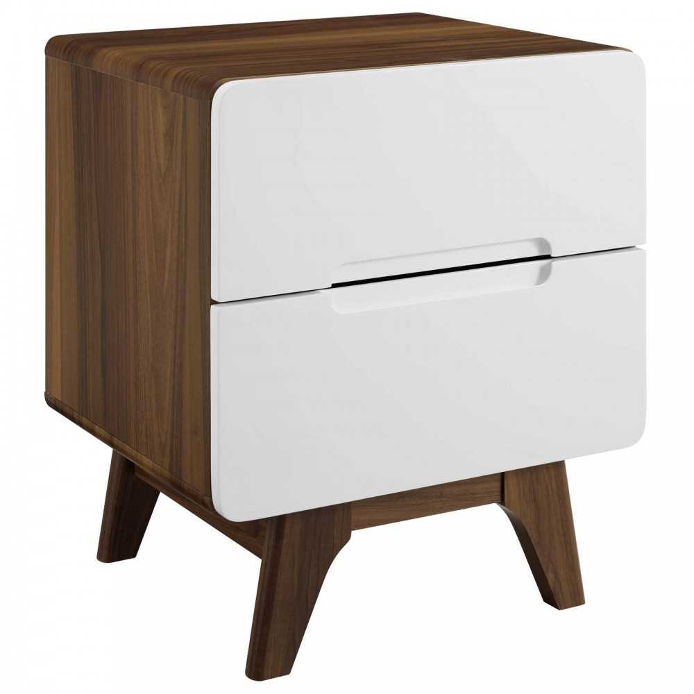 Origin Wood Nightstand or End Table, Walnut White